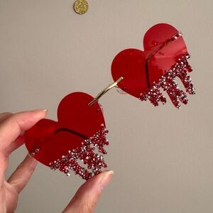 Red Heart Dripping Rhinestone Sunglasses